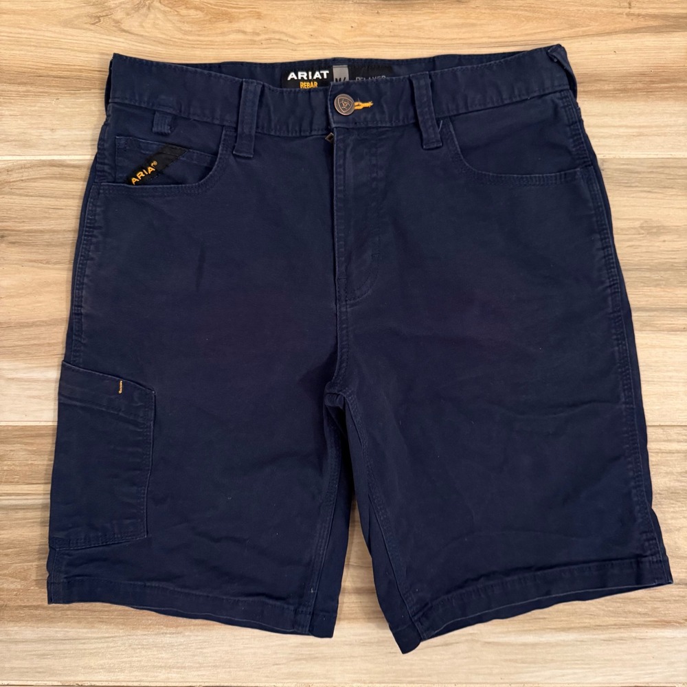Ariat Rebar M4 Relaxed Fit Made Tough Shorts Mens 30 Navy Blue Workwear 10043172